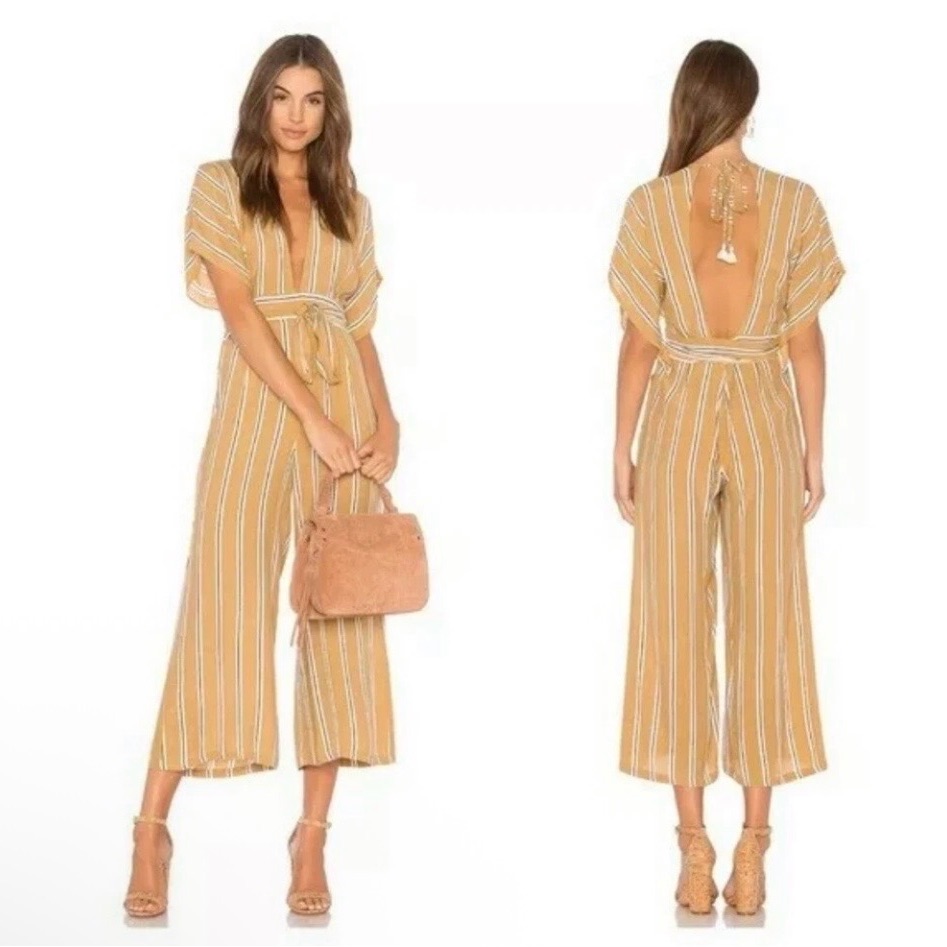 Faithfull The Brand Cedric Clarke Stripe MustardWideLeg Jumpsuit
